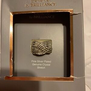 Silver Plated Crystal Stretch Ring